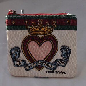 Brighton "In Love We Trust"Tom Clancy Canvas Jewelry Zip Pouch/Coin Pouch
